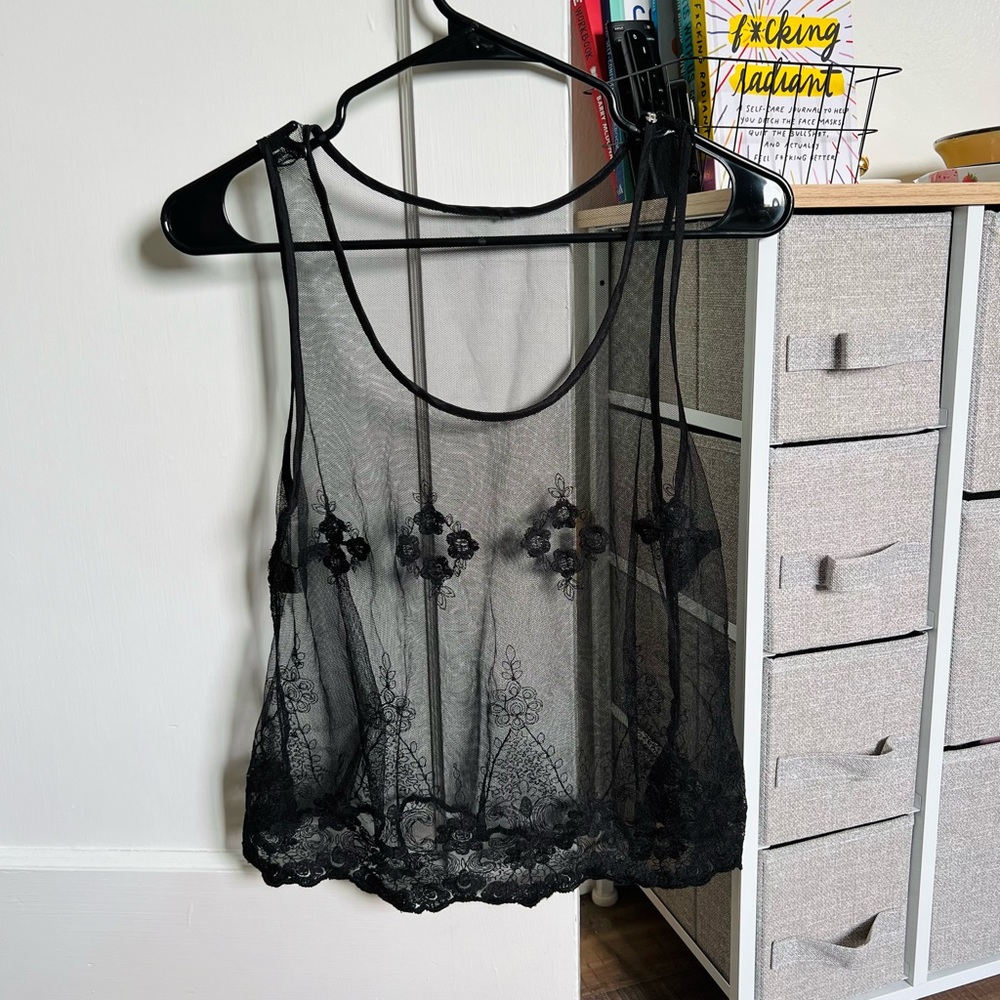 Sheer lace tank top